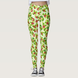Feestelijk Cranberry fruitpatroon, groen Leggings