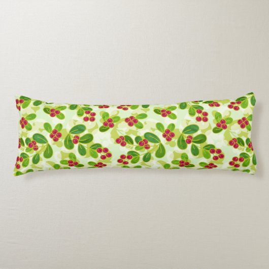 Feestelijk Cranberry fruitpatroon, groen Lichaamskussen (Voorkant)