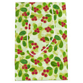 Feestelijk Cranberry fruitpatroon, groen Medium Cadeauzakje (Voorkant)
