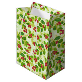 Feestelijk Cranberry fruitpatroon, groen Medium Cadeauzakje