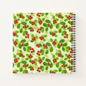 Feestelijk Cranberry fruitpatroon, groen Notitieboek (Achterkant)