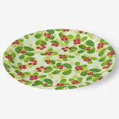 Feestelijk Cranberry fruitpatroon, groen Papieren Bordje (Gekanteld)