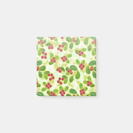 Feestelijk Cranberry fruitpatroon, groen Post-it® Notes (Voorkant)