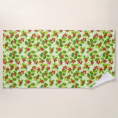 Feestelijk Cranberry fruitpatroon, groen Strandlaken (Voorkant)