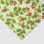Feestelijk Cranberry fruitpatroon, groen Tissuepapier (Detail)