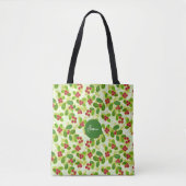 Feestelijk Cranberry fruitpatroon, groen Tote Bag (Voorkant)