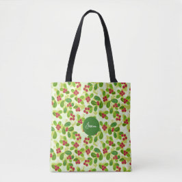 Feestelijk Cranberry fruitpatroon, groen Tote Bag