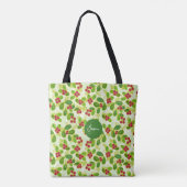 Feestelijk Cranberry fruitpatroon, groen Tote Bag (Achterkant)