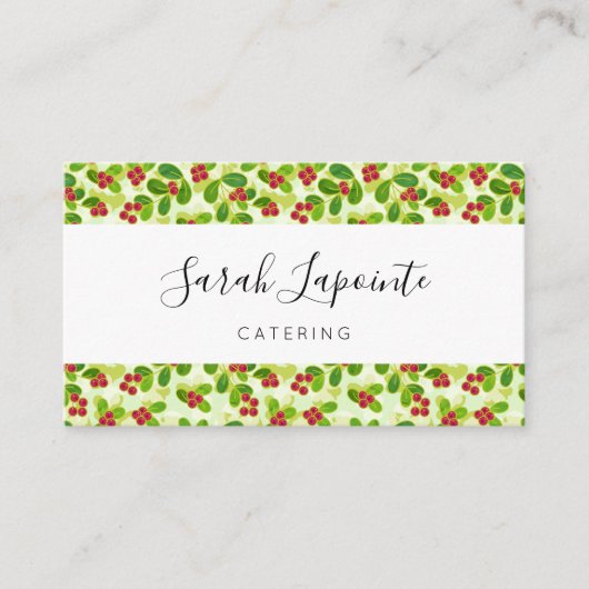 Feestelijk Cranberry fruitpatroon, groen Visitekaartje (Voorkant)
