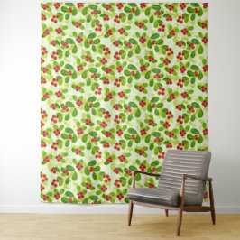 Feestelijk Cranberry fruitpatroon, groen Wandkleed