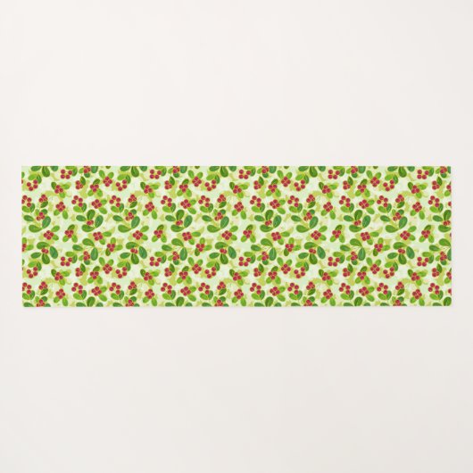 Feestelijk Cranberry fruitpatroon, groen Yogamat (Achterkant (horizontaal))