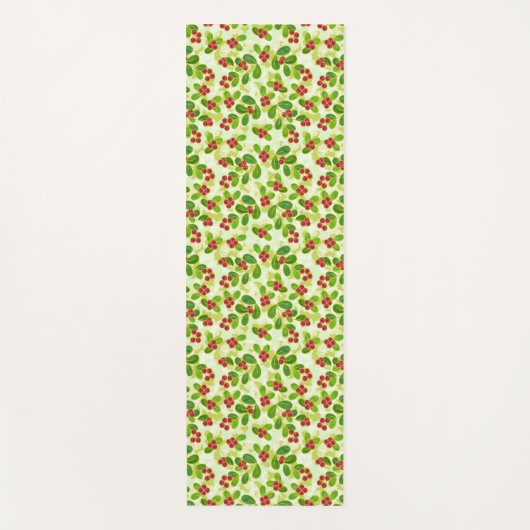 Feestelijk Cranberry fruitpatroon, groen Yogamat (Voorkant)