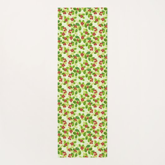 Feestelijk Cranberry fruitpatroon, groen Yogamat (Achterkant)