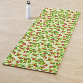 Feestelijk Cranberry fruitpatroon, groen Yogamat