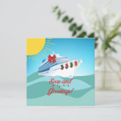 feestelijk cruiseschip feestdagenkaart (Staand voorkant)