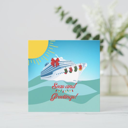 feestelijk cruiseschip feestdagenkaart (Staand voorkant)