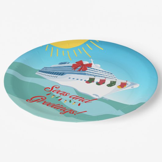 feestelijk cruiseschip papieren bordje (Gekanteld)