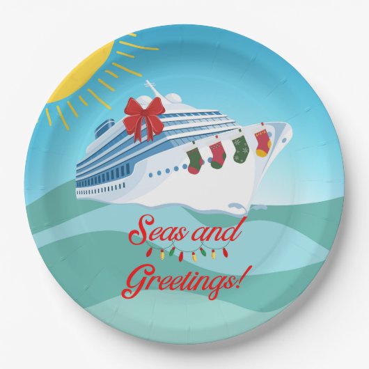 feestelijk cruiseschip papieren bordje (Voorkant)