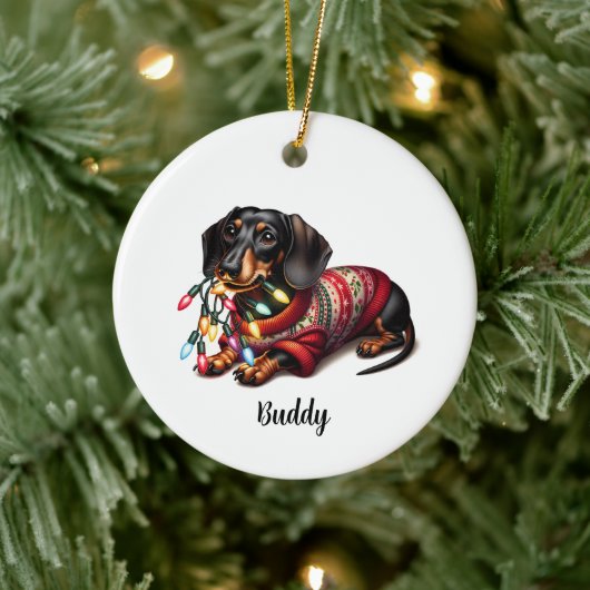 Feestelijk Dachshund Delight Ornament (Boom)