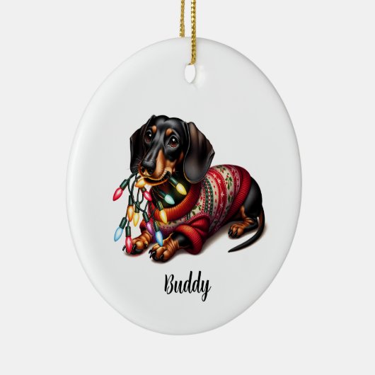 Feestelijk Dachshund Delight Ornament (Rechts)