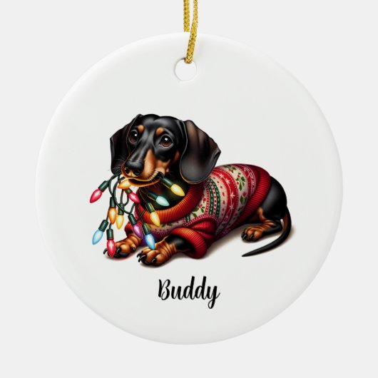 Feestelijk Dachshund Delight Ornament (Voorkant)