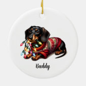 Feestelijk Dachshund Delight Ornament (Achterkant)