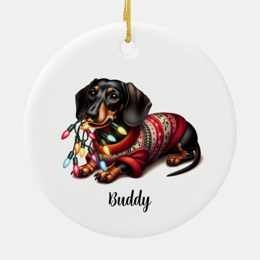 Feestelijk Dachshund Delight Ornament (Achterkant)