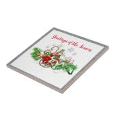 Feestelijk decoratief kerstgroen tegeltje (Zijkant)