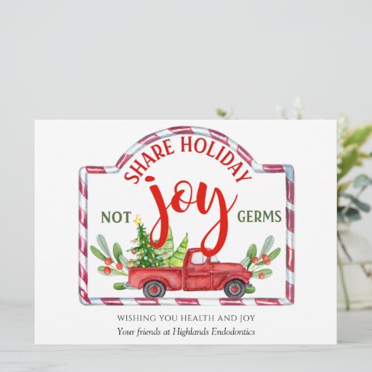 Feestelijk, delen vakantie vreugde niet ziektekiem kaart (Staand voorkant)