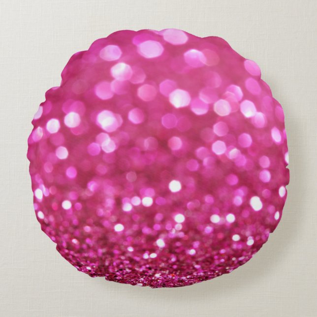 Feestelijk Donkerroze: Elegant Abstract. Rond Kussen (Voorkant)