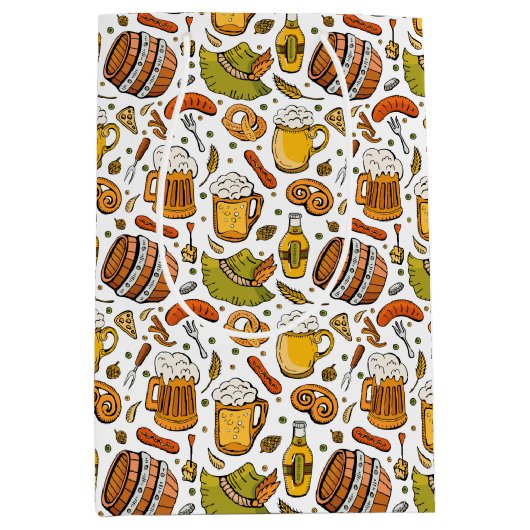 Feestelijk Duits Oktoberfest Bier en Worsten Medium Cadeauzakje (Voorkant)