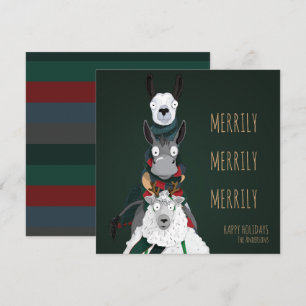 Feestelijk eigenzinnig plezier "Merrily Merrily" G Feestdagenkaart