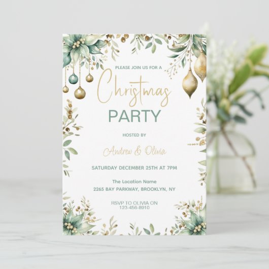 Feestelijk Elegant Ornamenten Kerstfeest Kaart (Staand voorkant)