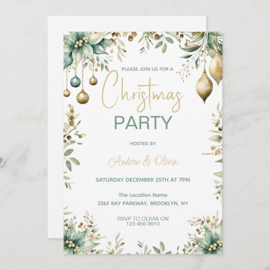 Feestelijk Elegant Ornamenten Kerstfeest Kaart (Voorkant / Achterkant)