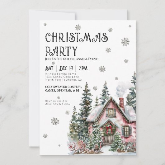 Feestelijk Elegant Winter Kerstfeest Kaart (Voorkant)