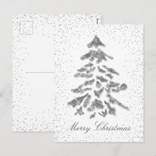 Feestelijk Elegant Zilver Vrolijk Kerstfeest Feestdagenkaart (Voorkant / Achterkant)