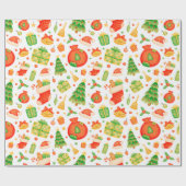 feestelijk en kleurrijk kerstpatroon cadeaupapier (Vlak)