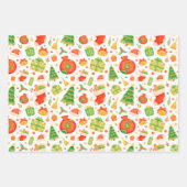 feestelijk en kleurrijk kerstpatroon inpakpapier vel (Voorkant 3)