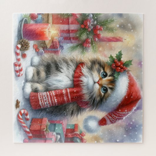 Feestelijk en Schattig, Gezellig Kerstkitten Legpuzzel (Horizontaal)