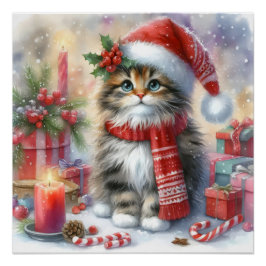 Feestelijk en Schattig, Gezellig Kerstkitten Perfect Poster