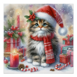 Feestelijk en Schattig, Gezellig Kerstkitten Perfect Poster