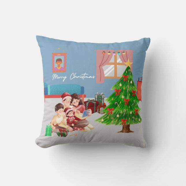Feestelijk Familiefeliciteit Kussen (Voorkant)