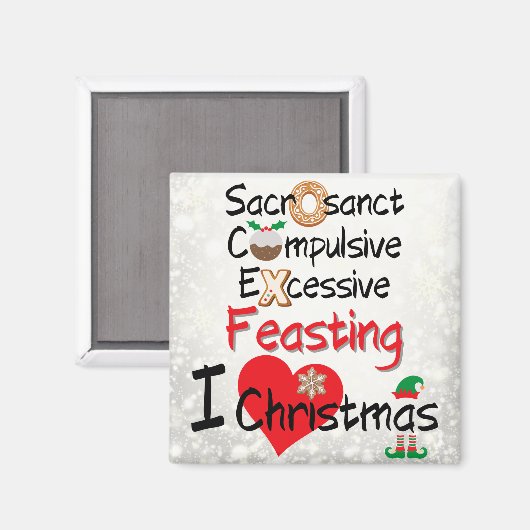 Feestelijk Feest - Ik hou van Kerstmis Magneet (Voorkant / Achterkant)