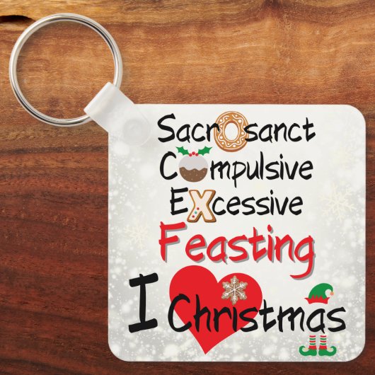 Feestelijk Feest - Ik hou van Kerstmis Sleutelhanger (Voorkant)