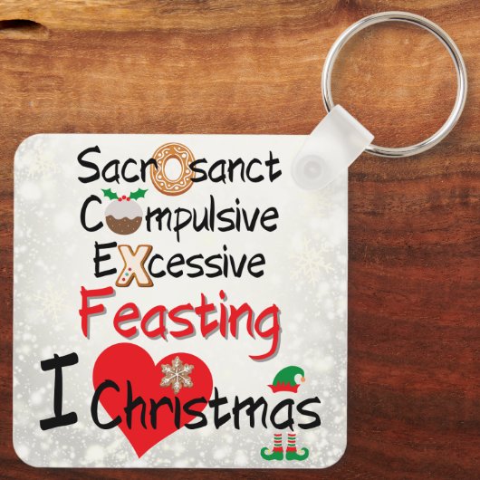 Feestelijk Feest - Ik hou van Kerstmis Sleutelhanger (Achterkant)