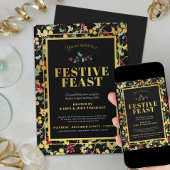 Feestelijk Feest zwart gouden bessen Kerstdiner Kaart