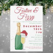 Feestelijk & Fizzy Holiday Party Champagne Santa H Kaart