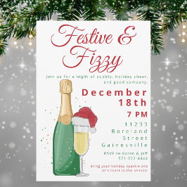 Feestelijk & Fizzy Holiday Party Champagne Santa H Kaart