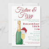 Feestelijk & Fizzy Holiday Party Champagne Santa H Kaart (Voorkant)