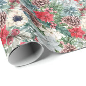 Feestelijk Foliage Bloemen Kerstmis Vakantie Patro Cadeaupapier (Rol Hoek)